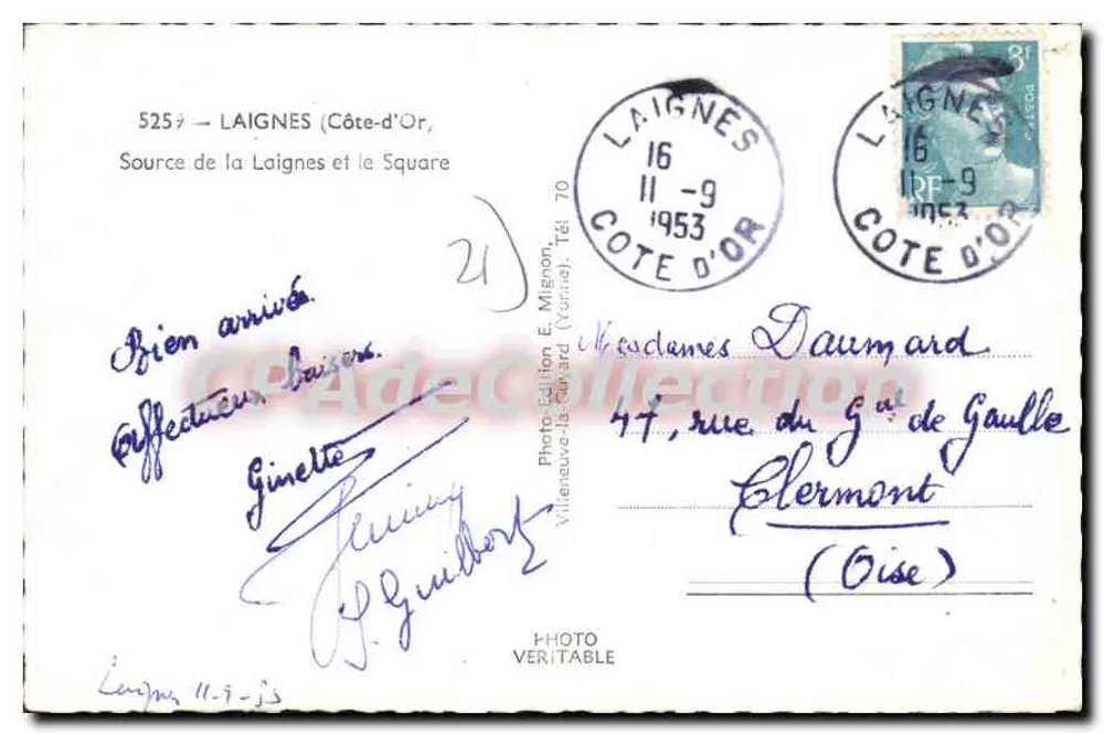 Laignes (Côte-d'Or) — Fonte da Laignes e o Square — É. Mignon - Verso