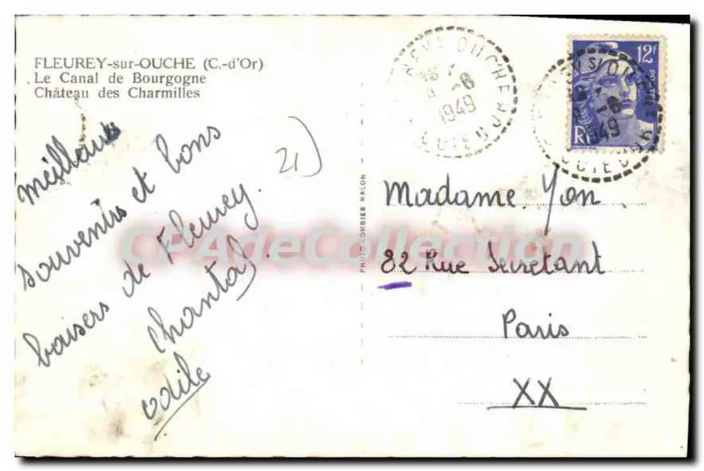 O Canal da Borgonha — Castelo das Charmilles — Fleurey-sur-Ouche (C.-d'Or) - Verso
