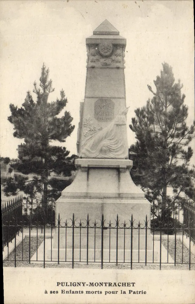 Puligny-Montrachet — Monumento aos Mortos 1914-1918 — editor desconhecido, número de série não visível - Frente