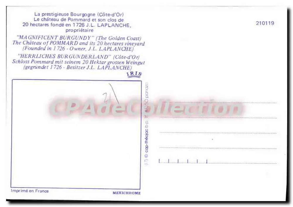 वेंडेज चाटो डी पॉमर्ड — आइरिस, नंबर 210119 - पीछे