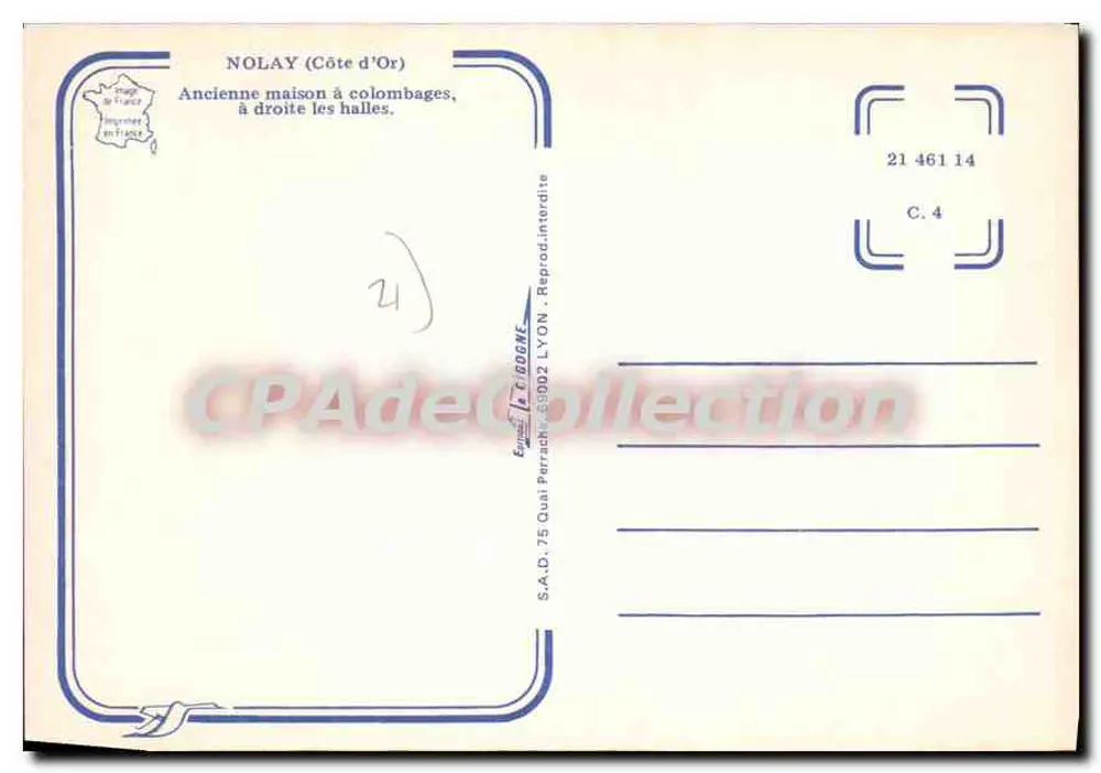 नोले (कोट ड'ओर) — पुराना लकड़ी के घर, दाएं ओर बाजार — S.A.D. 75 क्वई पेराच 69002 लियोन - पीछे