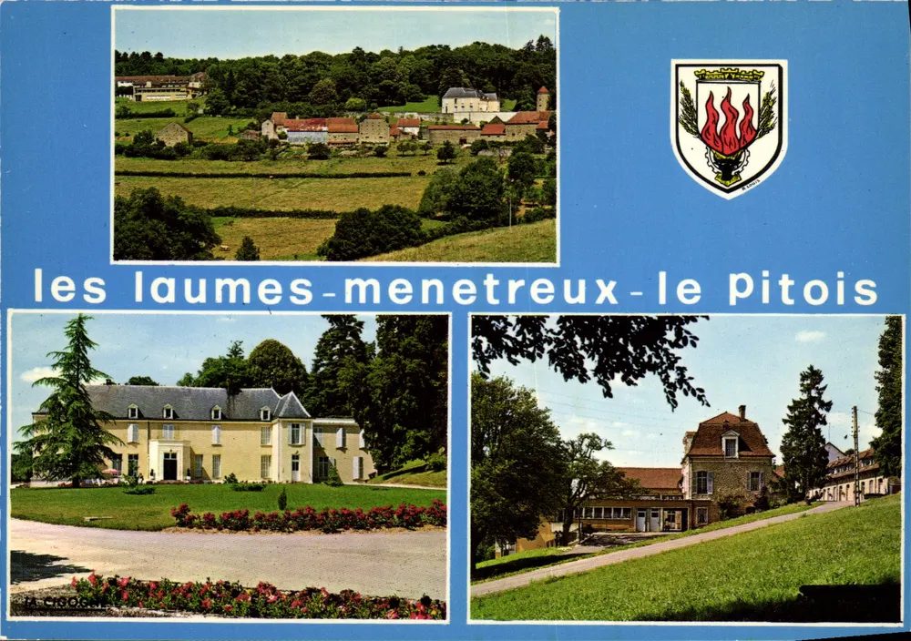 Les Laumes-Menetreux-le Pitois — Panoramablick, Schloss und Haus — Editionen 'La Cigoigne' Lyon - Vorderseite