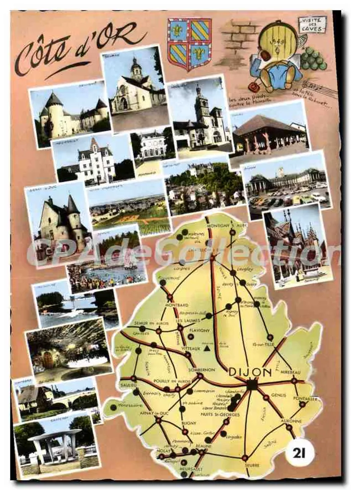 Côte d'Or — Carta turística com mapa e fotos — editor Cliché des Arts, n°21 - Frente