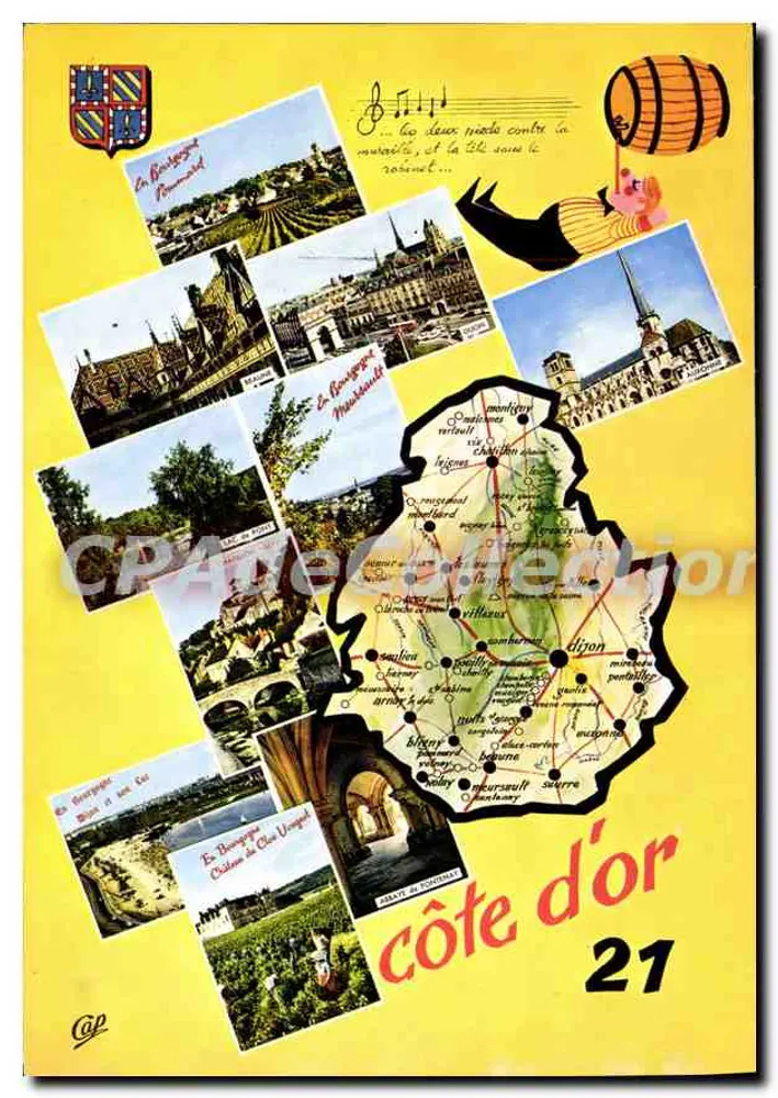 Côte-d'Or — Carta postal turística — editor CAP, n°21 - Frente