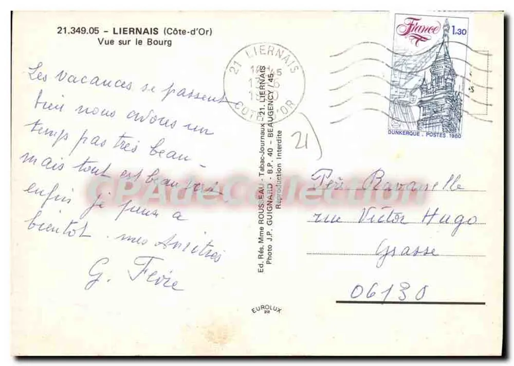 Liernais (Côte-d'Or) — Vista do Bourg — Ed. Rés. Sra. ROUSSEAUX - 21.349.05 - Verso