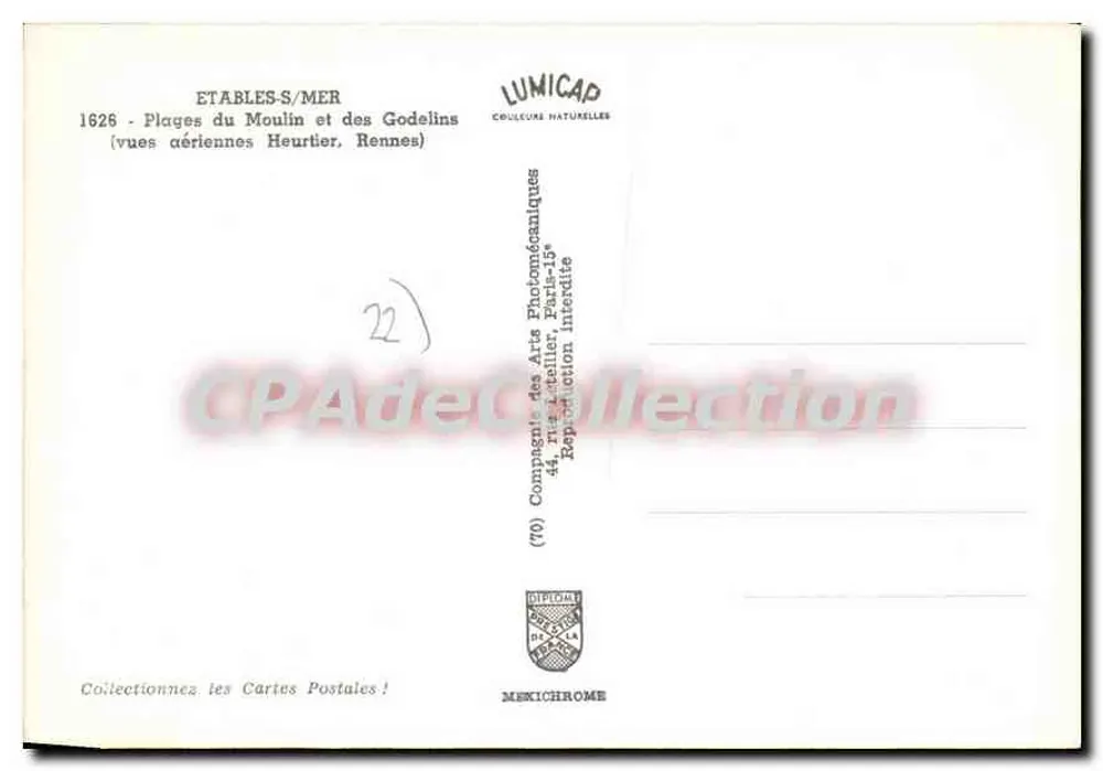Étables-sur-Mer — Côte d'Armor — Coleção Lumicap - Verso