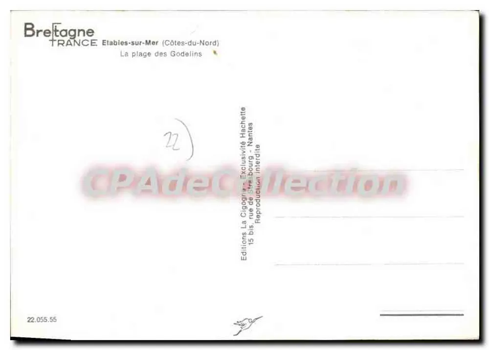 La Cigogne — Plaża Godelins — Wydawca La Cigogne, nr 22.055.55 - Rewers