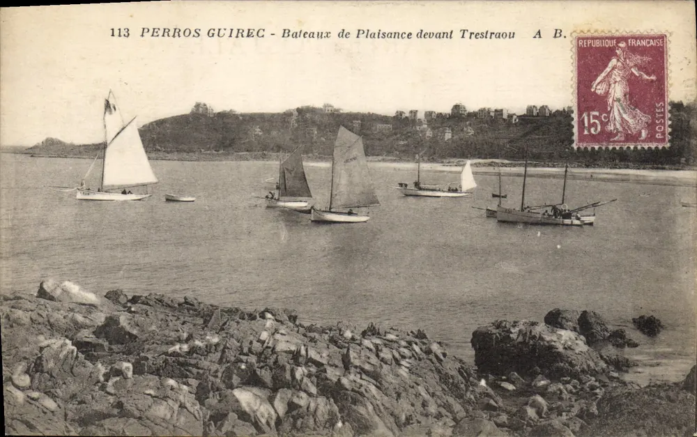 Perros Guirec - Segelboote vor Trestraou — A. B. — n°113 - Vorderseite