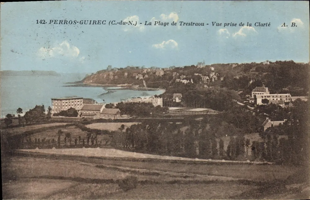 Perros-Guirec (C.-du-N.) - Strand von Trestraou - Aufnahme von der Clarté - A. B. - Vorderseite