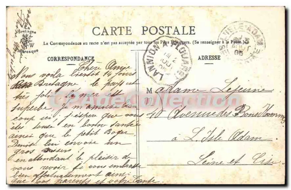 Perros-Guirec - Trestraou — A Bretanha Pitoresca, editor 835 - Verso