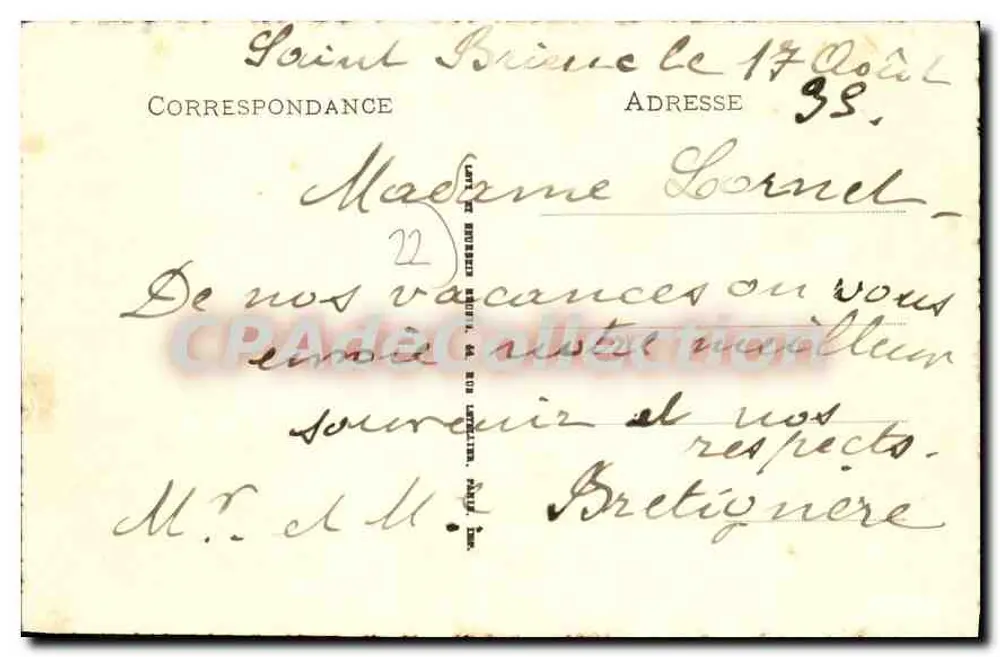 L'Anse aux Moines — Saint-Brieuc — Coleção CPAdeCollection - Verso
