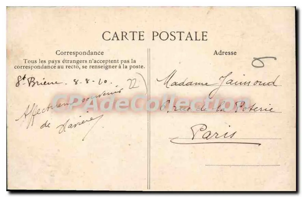 Saint-Brieuc — Praia de Saint-Laurent — Costa da Esmeralda — editor anônimo, n° 2212 - Verso