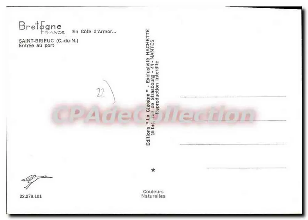 Saint-Brieuc (Côte d'Armor) — Entrada no porto — Edições "La Cigogne" n°22.278.101 - Verso