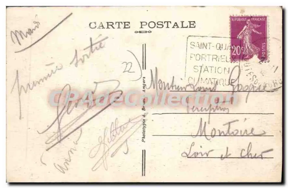 Saint-Quay-Portrieux (C.-du-N.) — A Praia — A. B. — Fototipia & Bruyn - Verso
