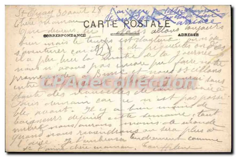 Saint-Quay-Portrieux (C.-du-N.) — A Igreja — Bilhete postal antigo de Coleção - Verso