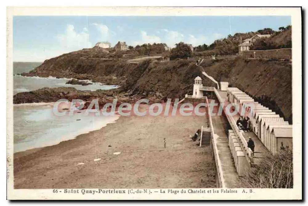 Saint-Quay-Portrieux (C.-du-N.) — Die Strandpromenade Châtelet und die Klippen — A. B. - Vorderseite