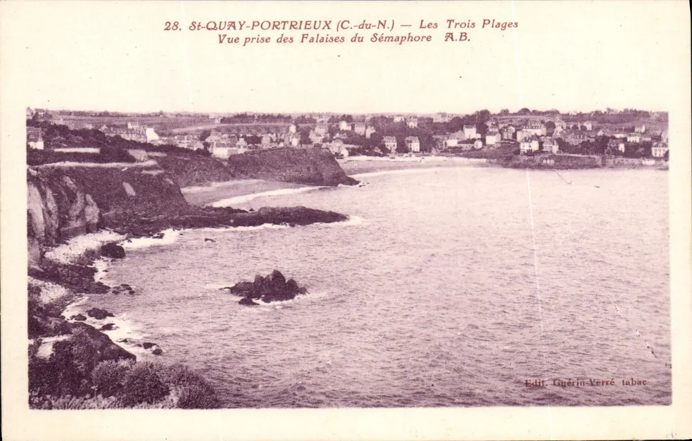 St-Quay-Portrieux (C.-du-N.) — Die Drei Strände — Aussicht vom Sémaphore-Klippen — Edit. Guérin-Verré tabac - Vorderseite