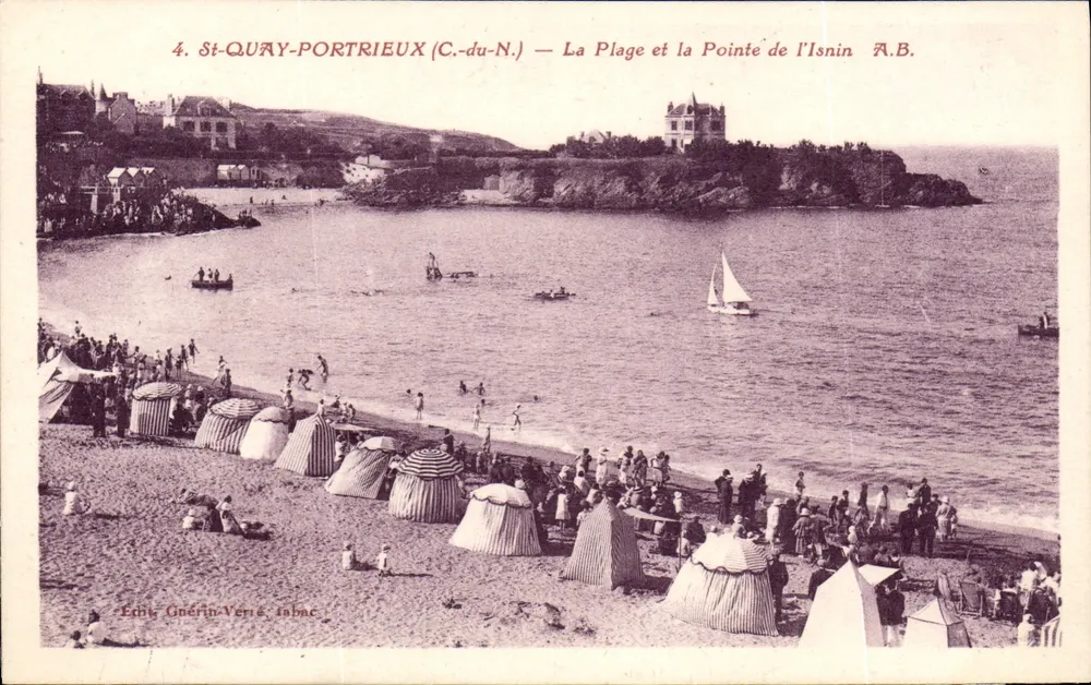 St-Quay-Portrieux (C.-du-N.) — La Playa y la Punta de l'Isnin — A.B. — Editor Guérin-Verité, Tabac - Anverso