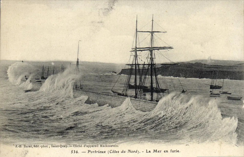 Portrieux (Côtes du Nord) — Die See in Wut — J.-B. Barat, Verleger-Fotograf, Saint-Quay - Vorderseite