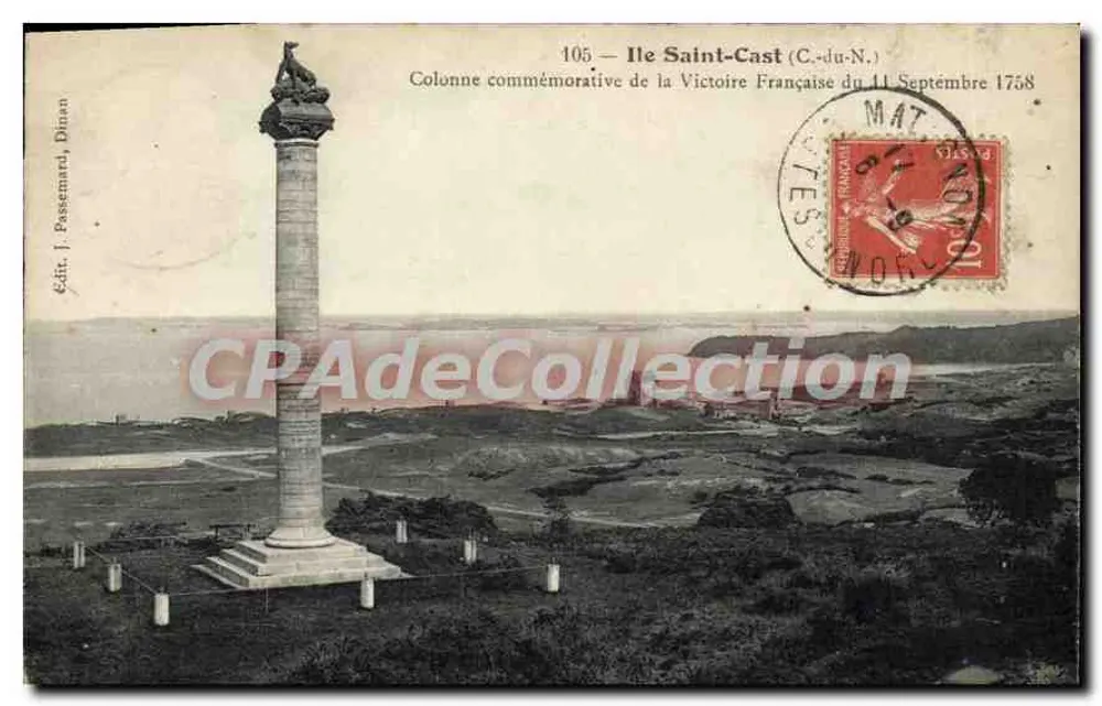 Ilha Saint-Cast (C.-du-N.) — Coluna comemorativa da Vitória Francesa do 11 de Setembro de 1758 — Édit. J. Passemar, Dinan - Frente