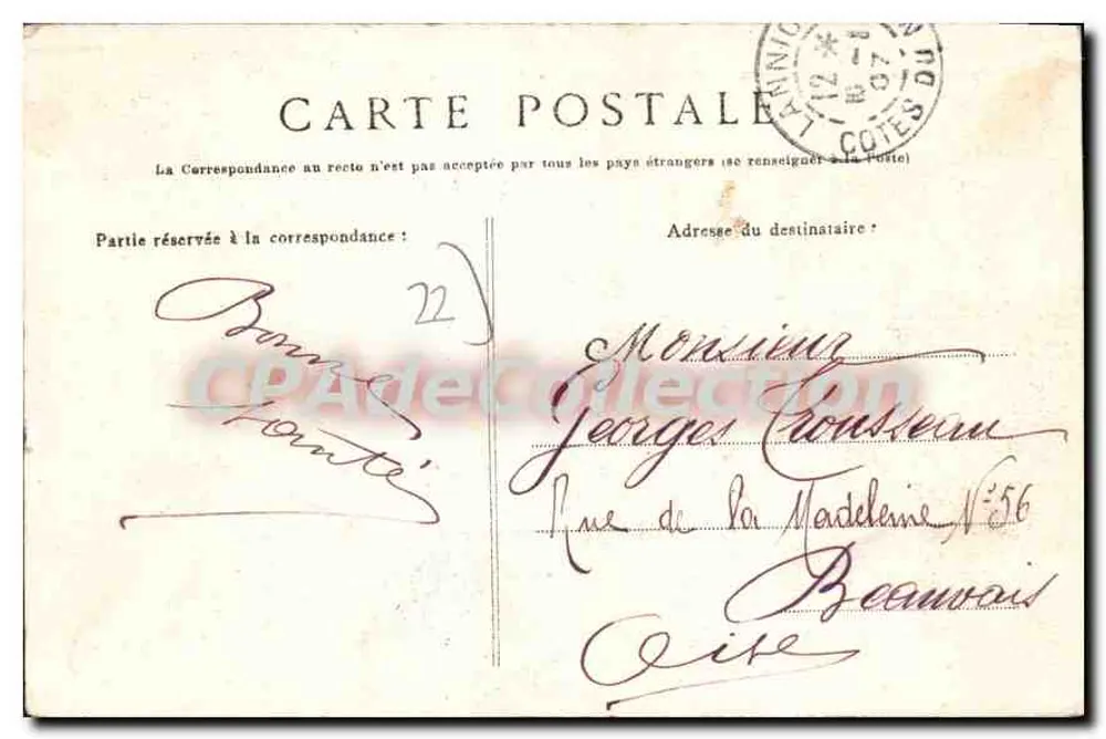 Arredores de Lannion — Ploumanach — « Le Chaos » — Coleção Villard, Quimper - Verso