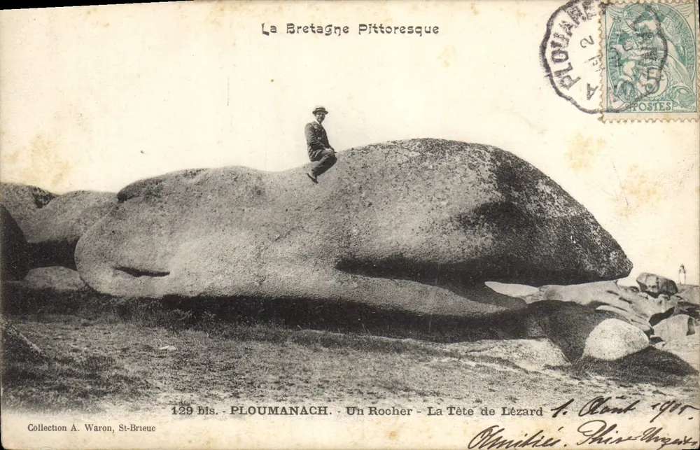 Ploumanach - Uma Rocha - A Cabeça do Lagarto — Coleção A. Waron, St-Brieuc, n° 129 bis - Frente