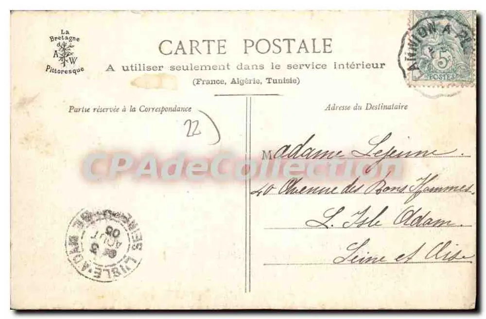 PLOUMANACH - Oratoire de St-Guirec — Collection A. Waron, St-Brieuc - Verso
