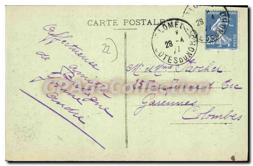 A Cachoeira no Barragem de Glomel — Paisagens da Bretanha (éd. M. E. Prouvost, n° 6606) - Verso
