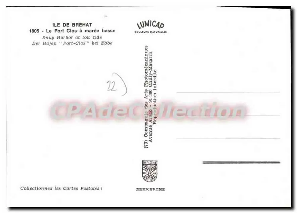 Ilha de Bréhat — O Porto-Clos com maré baixa — Lumicap - Verso