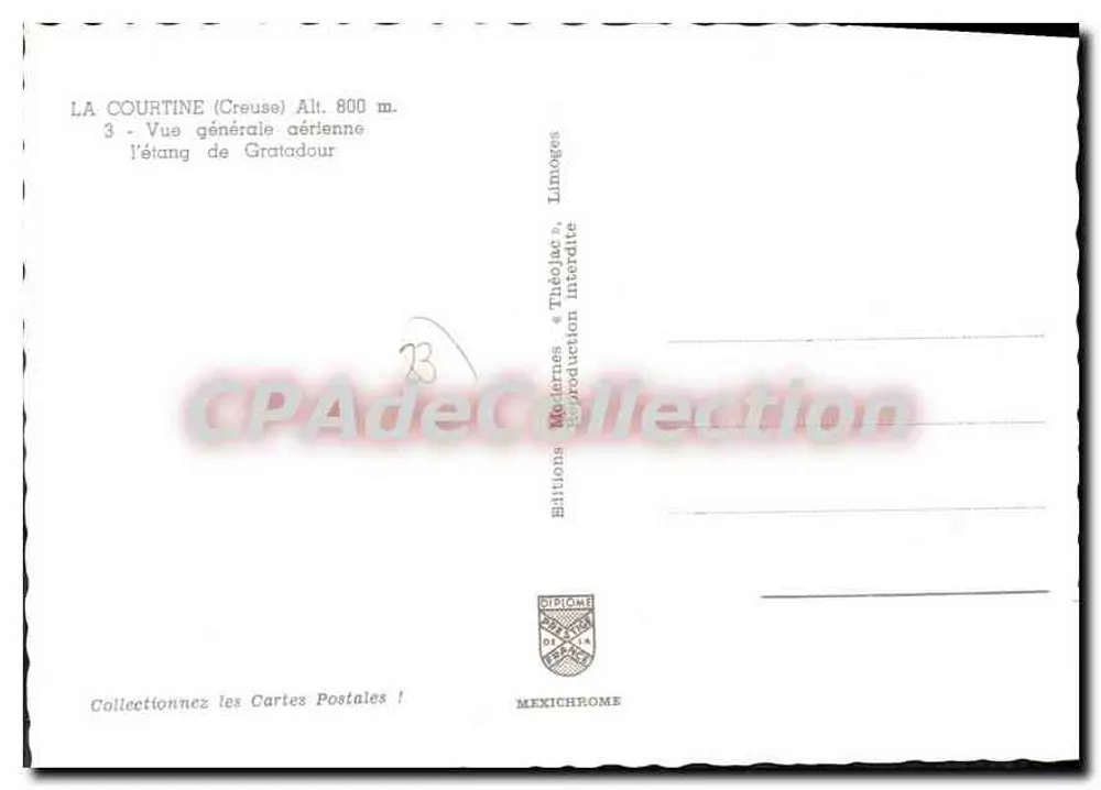La Courtine (Creuse) — Allgemeiner Luftbildblick, das See von Gratadour — Éditions Diplôme, Limoges - Rückseite