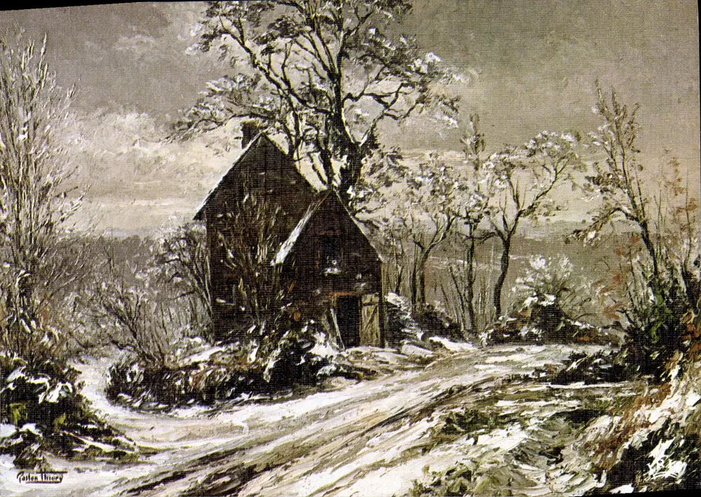 Schneearm Abend in Aigude — Werk des Malers Gaston Thiery — Fresselines (23450) - Vorderseite