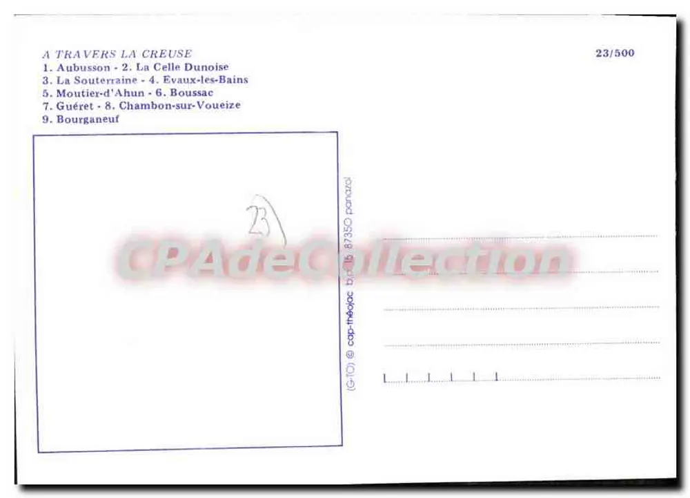 크루아 — 관광용 우표엽서, 지도와 장소 사진 포함 — 에디션 CPAdéCollection, 번호 23/500 - 뒷면
