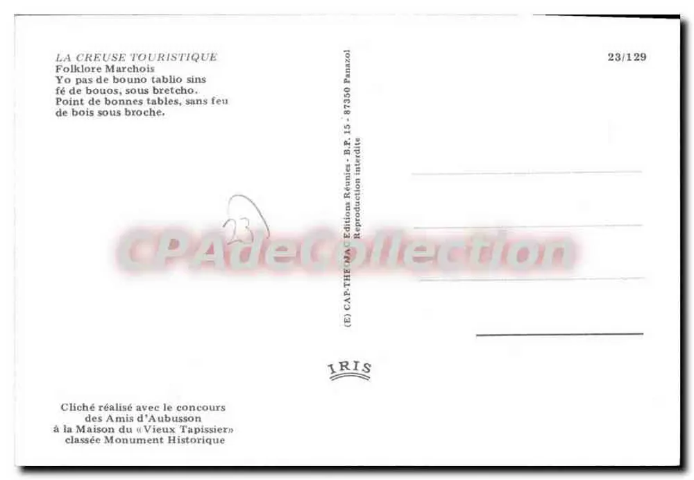 Marche Folklore — La Creuse — Éditions IRIS, Nr. 23/129 - Rückseite