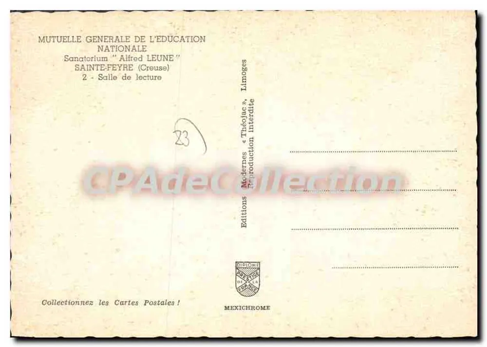 Lesesaal — Sanatorium "Alfred Leune" — Éditions Diplomé - Rückseite