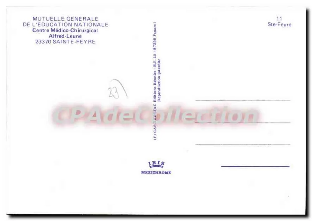 Centro Médico-Cirúrgico Alfred-Leune — Sainte-Feyre — IRIS Mexichrome - Verso