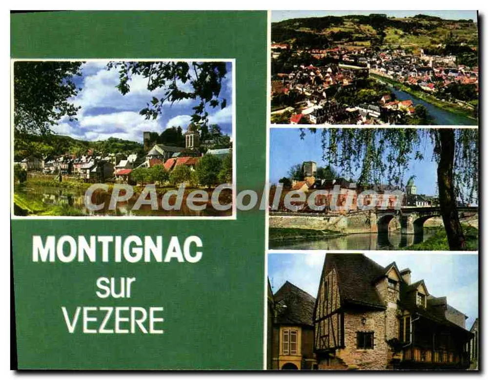 Montignac-sur-Vézère — vista panorâmica e arquitetura — CPAdeCollection - Frente