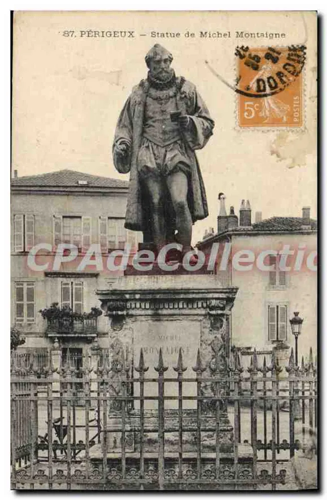 Périgueux — Estátua de Michel Montaigne — editor desconhecido, número de série não visível - Frente