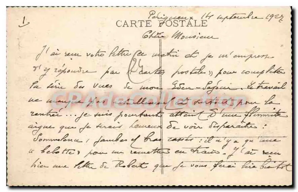 Périgueux — Vista geral — O. Bodage, livreiro-editor, Périgueux - Verso