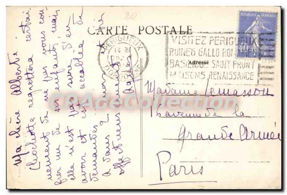 Périgueux — Torre Mataguerre — Editor não identificado, n° 72 - Verso