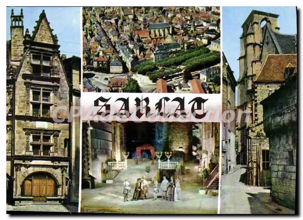 Sarlat — Luftbild, Maison de la Boétie, Alte Kirche Ste-Marie — Images de France - Vorderseite
