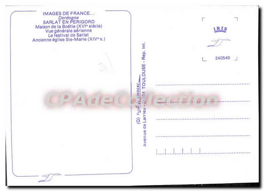 Sarlat — Luftbild, Maison de la Boétie, Alte Kirche Ste-Marie — Images de France - Rückseite