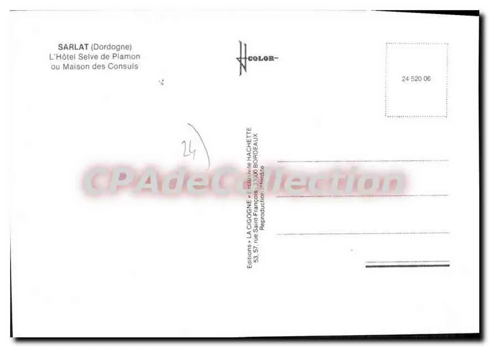Sarlat — A garça — Edições La Cigogne - Verso