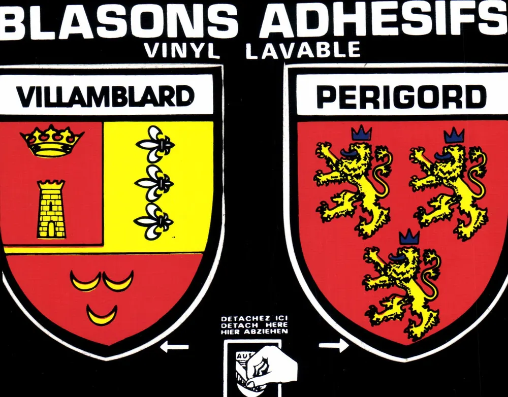 Blason de Villamblard et Périgord — Blasons adhésifs vinyle lavable — Éditions CAP THEOJAC - Recto