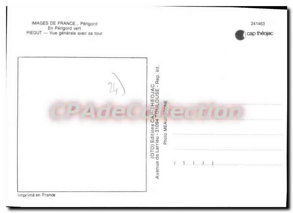 Pieguet — Vista geral com sua torre — Éditions Cap Théojac - Verso