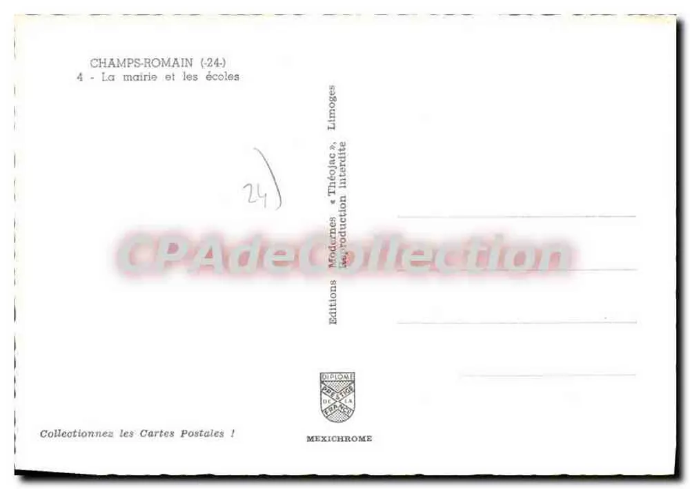 Champs-Romain (24) — Das Rathaus und die Schulen — Éditions Diplomchrome, Limoges - Rückseite