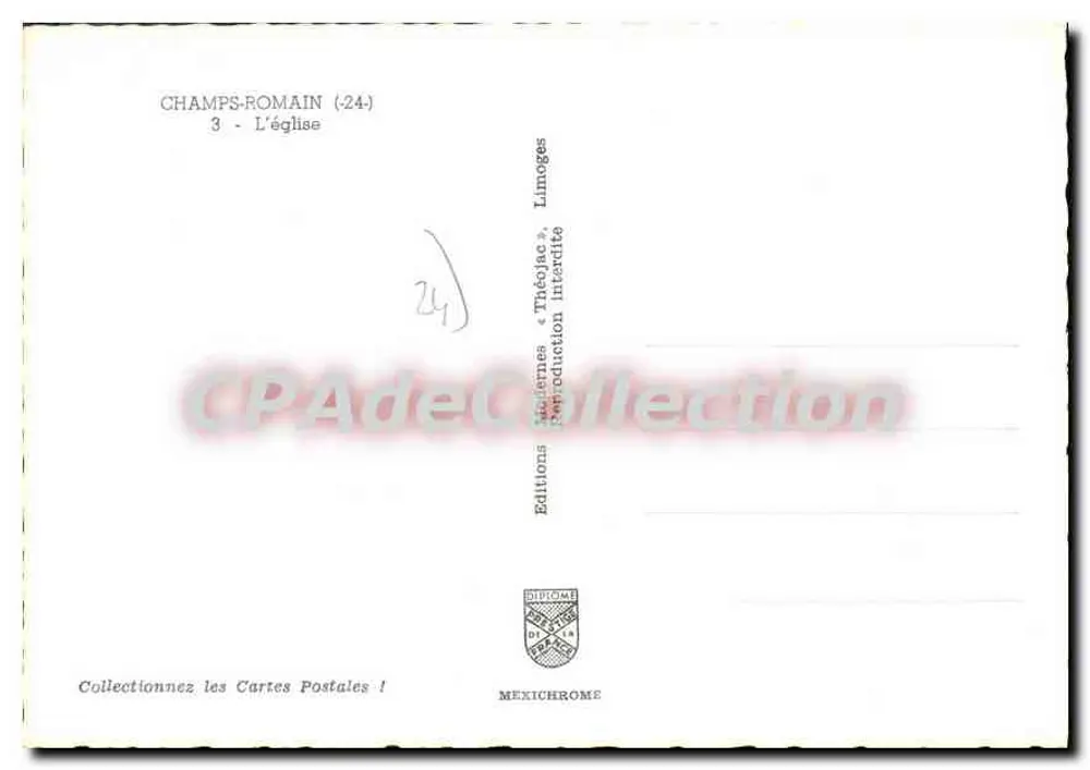 Champs-Romain (24) — A igreja — Éditions Diplomome - Verso