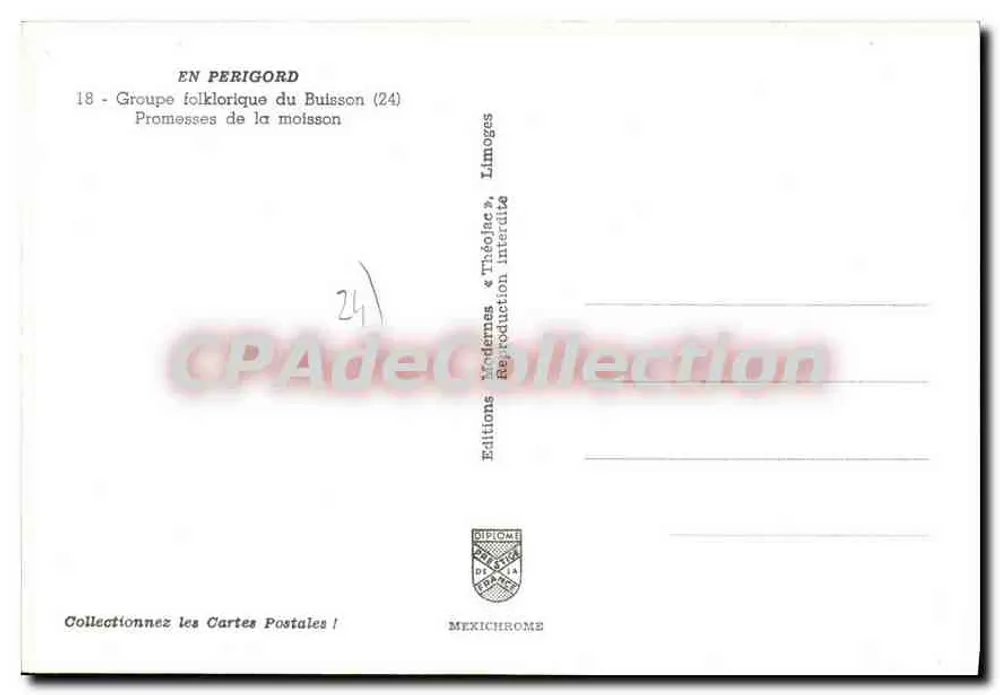 Promessas da colheita — Grupo folclórico do Buisson (24) — Edições Diplôme - Verso