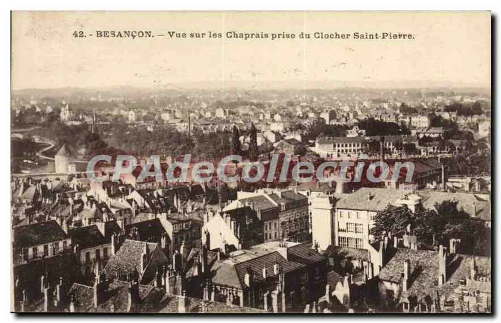 Besançon — Ansicht der Chaprais vom Turm der Saint-Pierre — Antike Ansichtskarte aus der Sammlung - Vorderseite