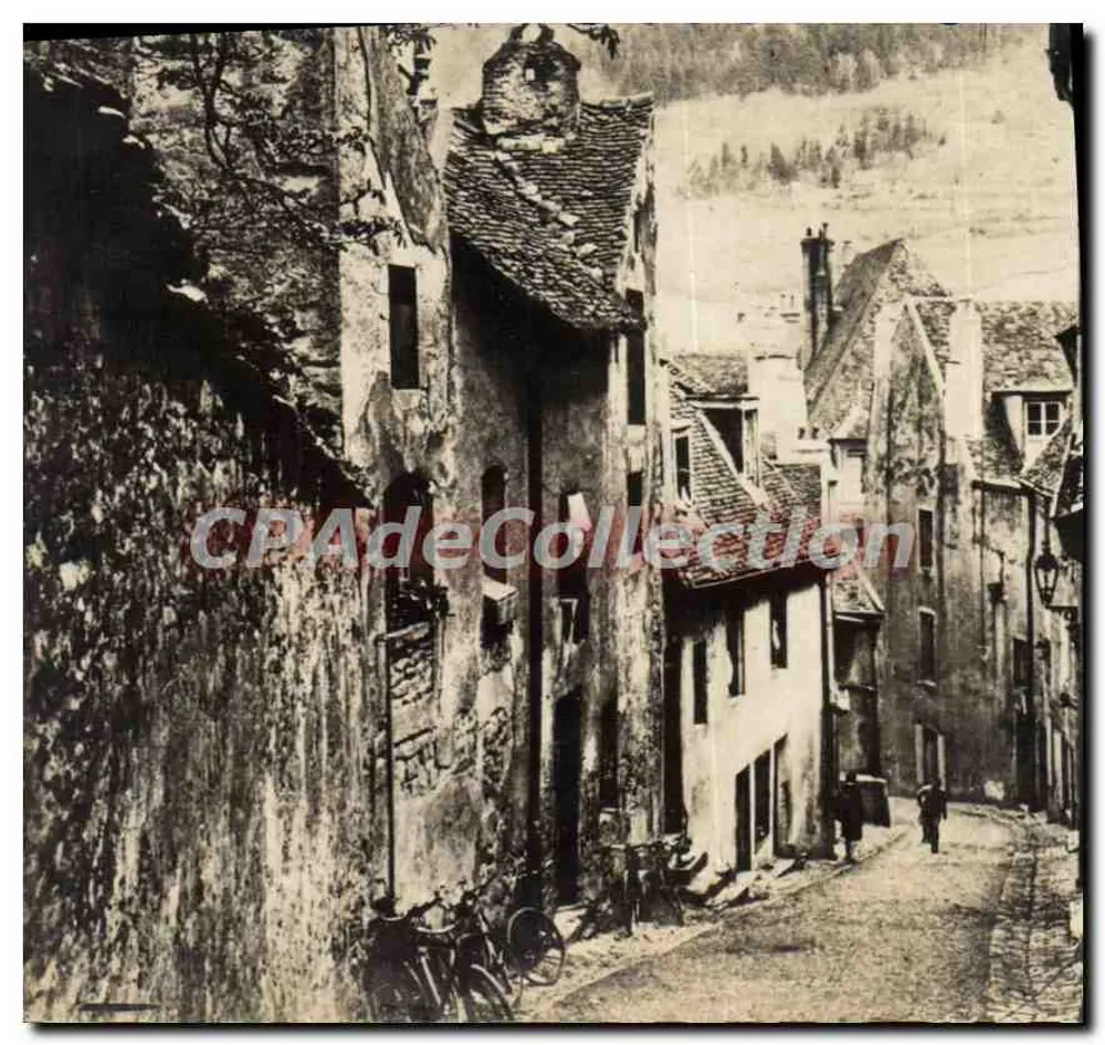 Vista de ruas de pedra em Besançon — Bilhete postal antigo de Coleção - Frente