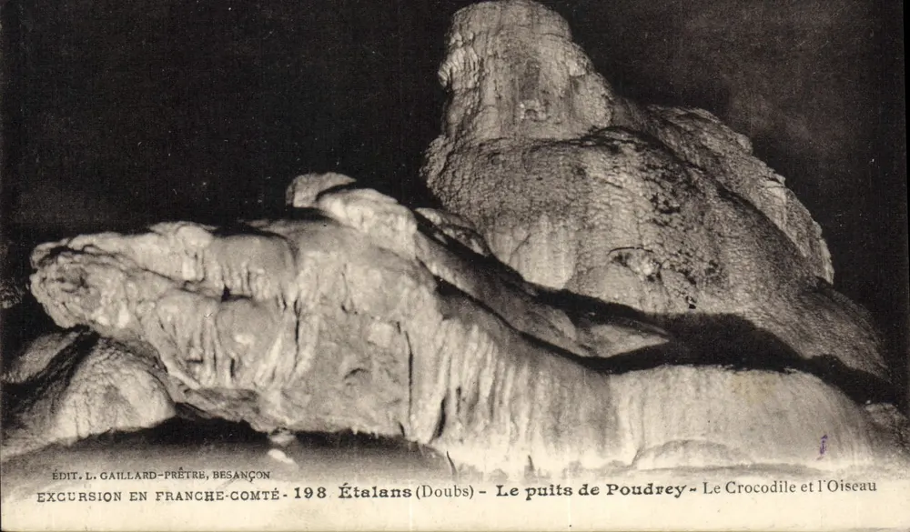Étalans (Doubs) - O poço de Poudrey - O Crocodilo e a Avestruz — Edição L. Gaillard-Prêtre, Besançon - Frente